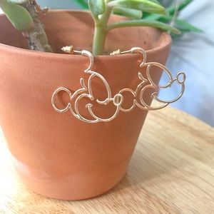Mickey Mouse Gold Tone Geometric Cut Out Earrings